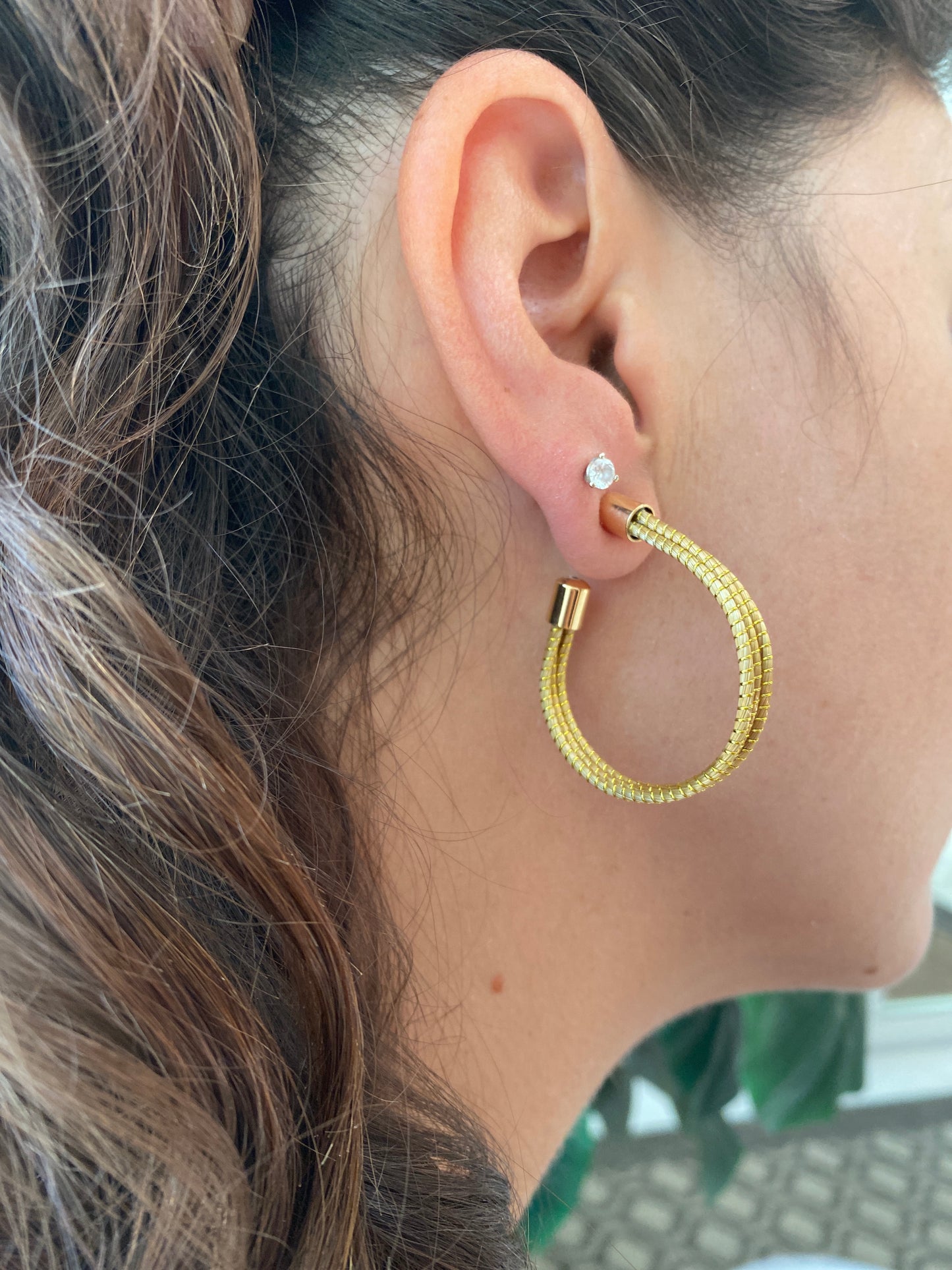 Halley Golden Grass Small Hoops