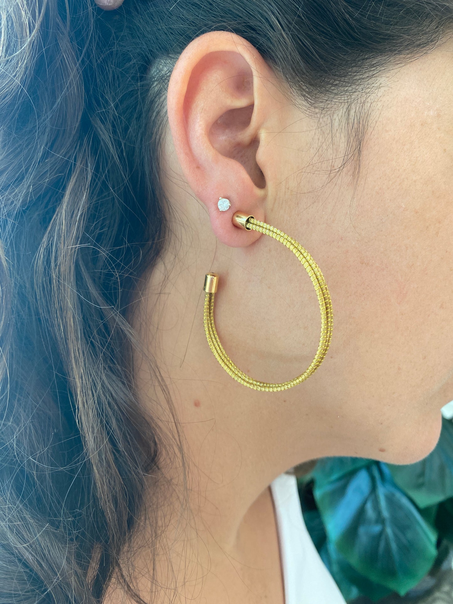 Halley Golden Grass Medium Hoops