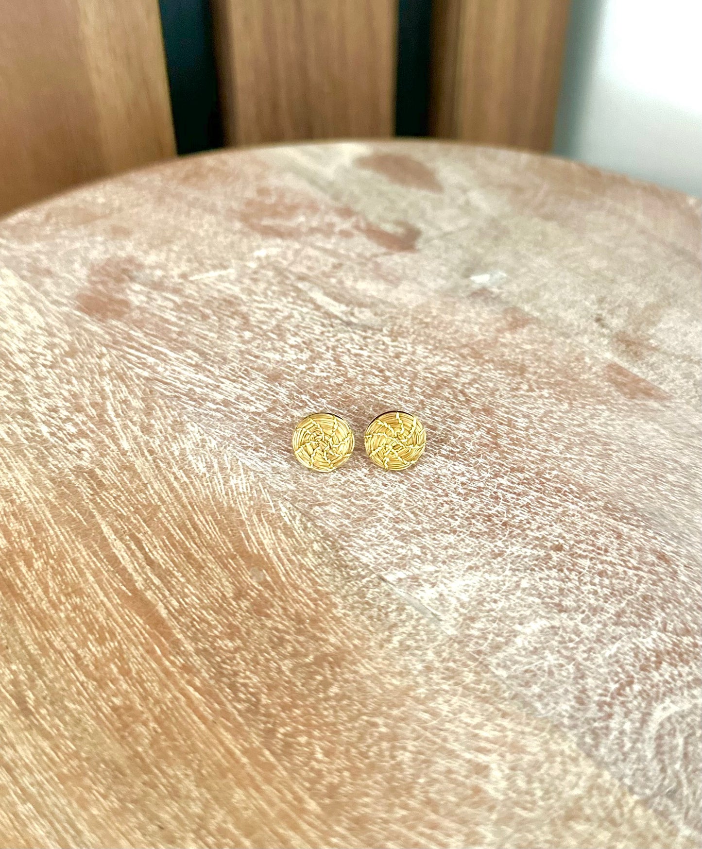 Sphere Stud Golden Grass Earrings