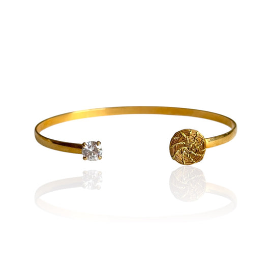 Astra Cuff Golden Grass and Cubic Zirconia Cuff