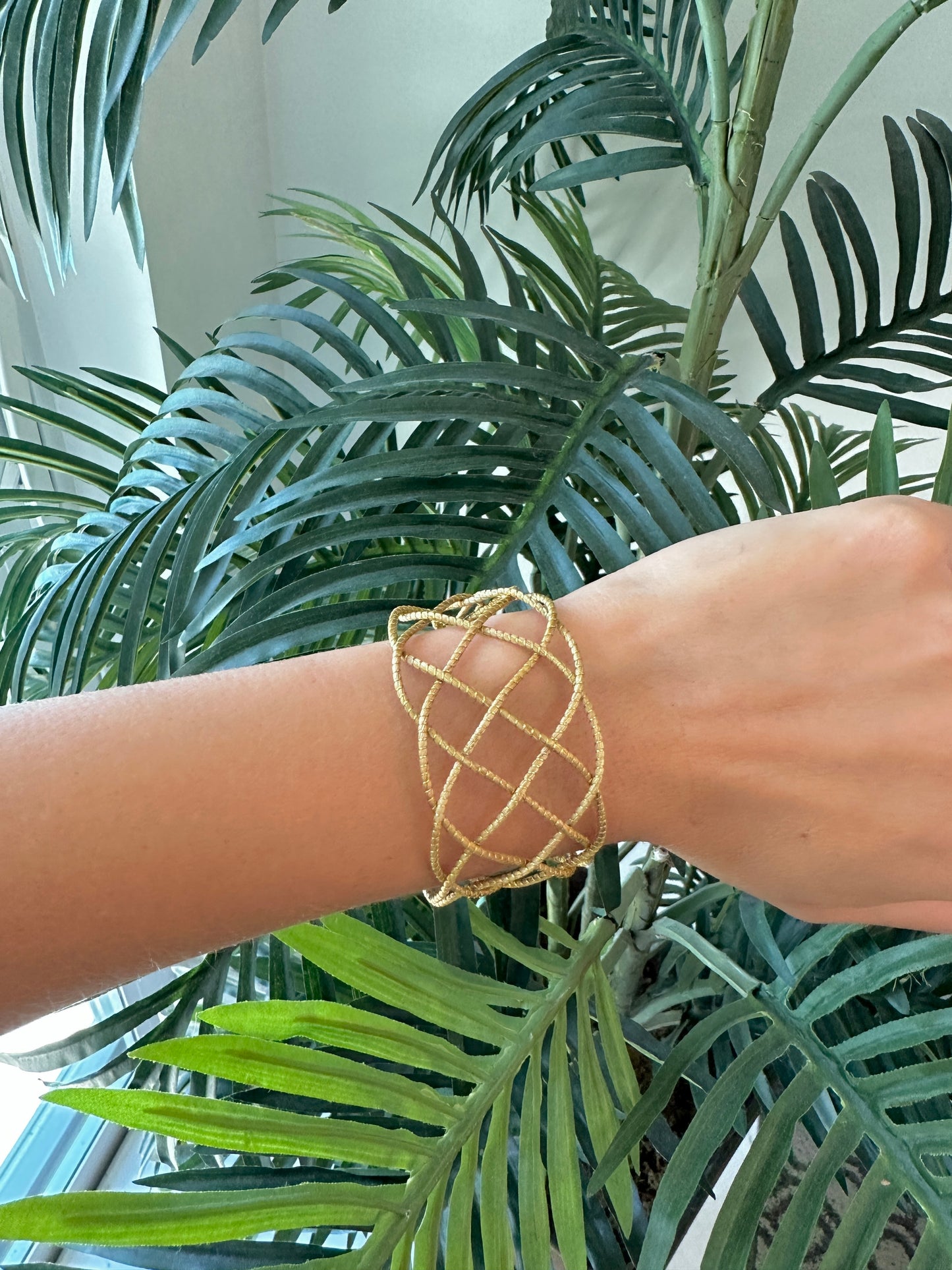 Stellar Golden Grass Braided Cuff