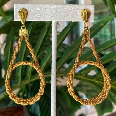 Elle Twisted Drop Golden Grass Earrings