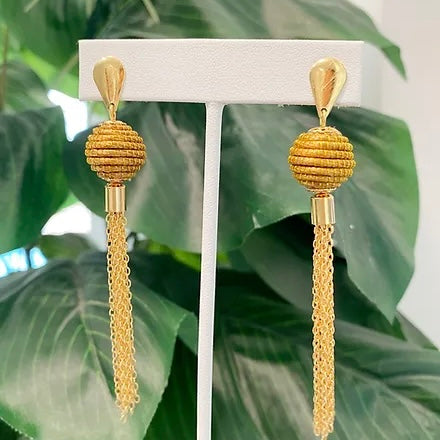 Harley Golden Grass Dangle Drop Earrings