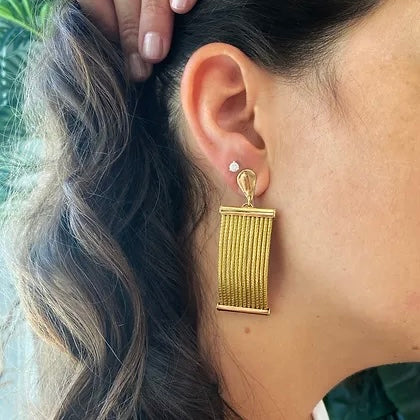 Rita Rectangle Golden Grass Earrings