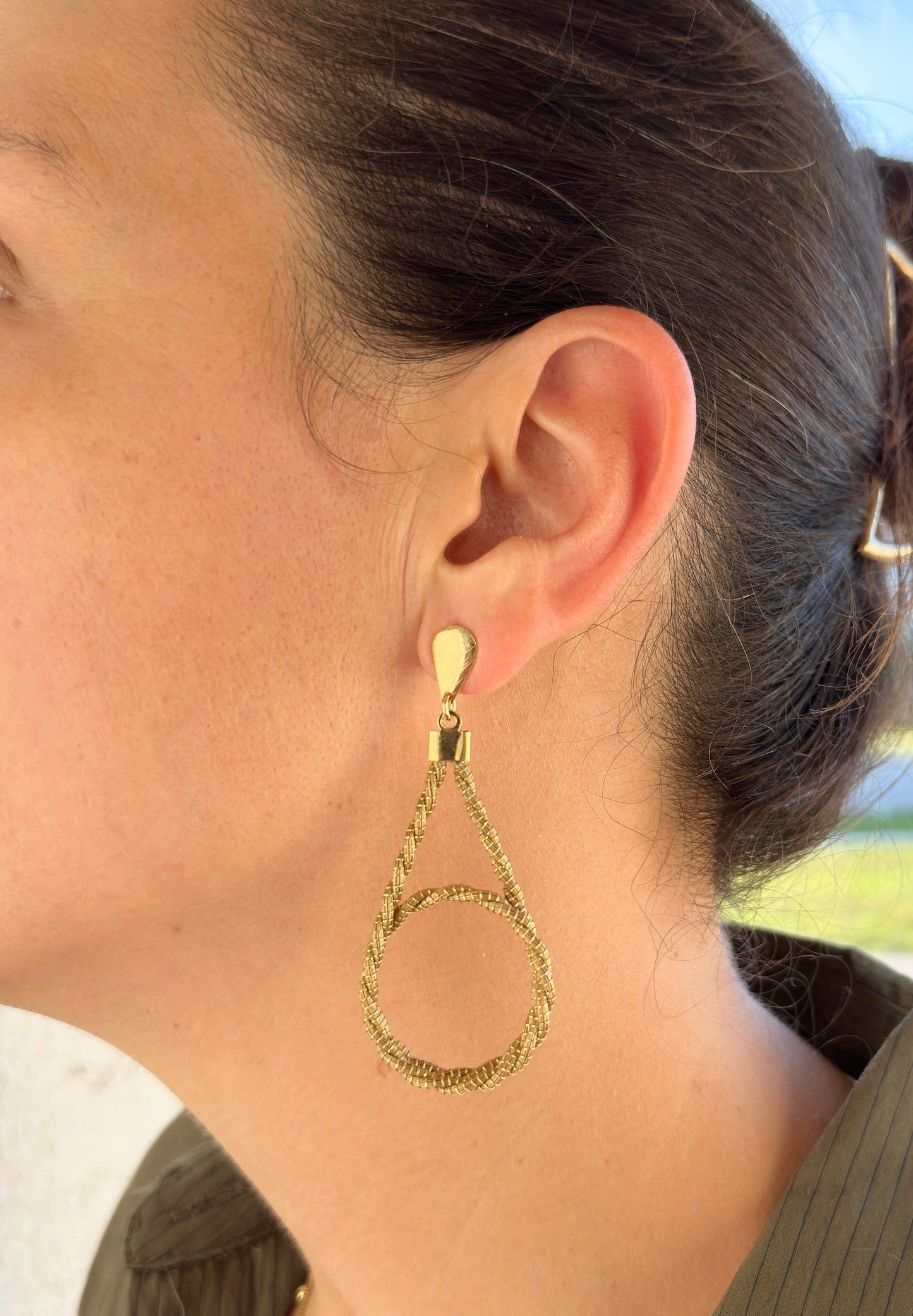 Elle Twisted Drop Golden Grass Earrings