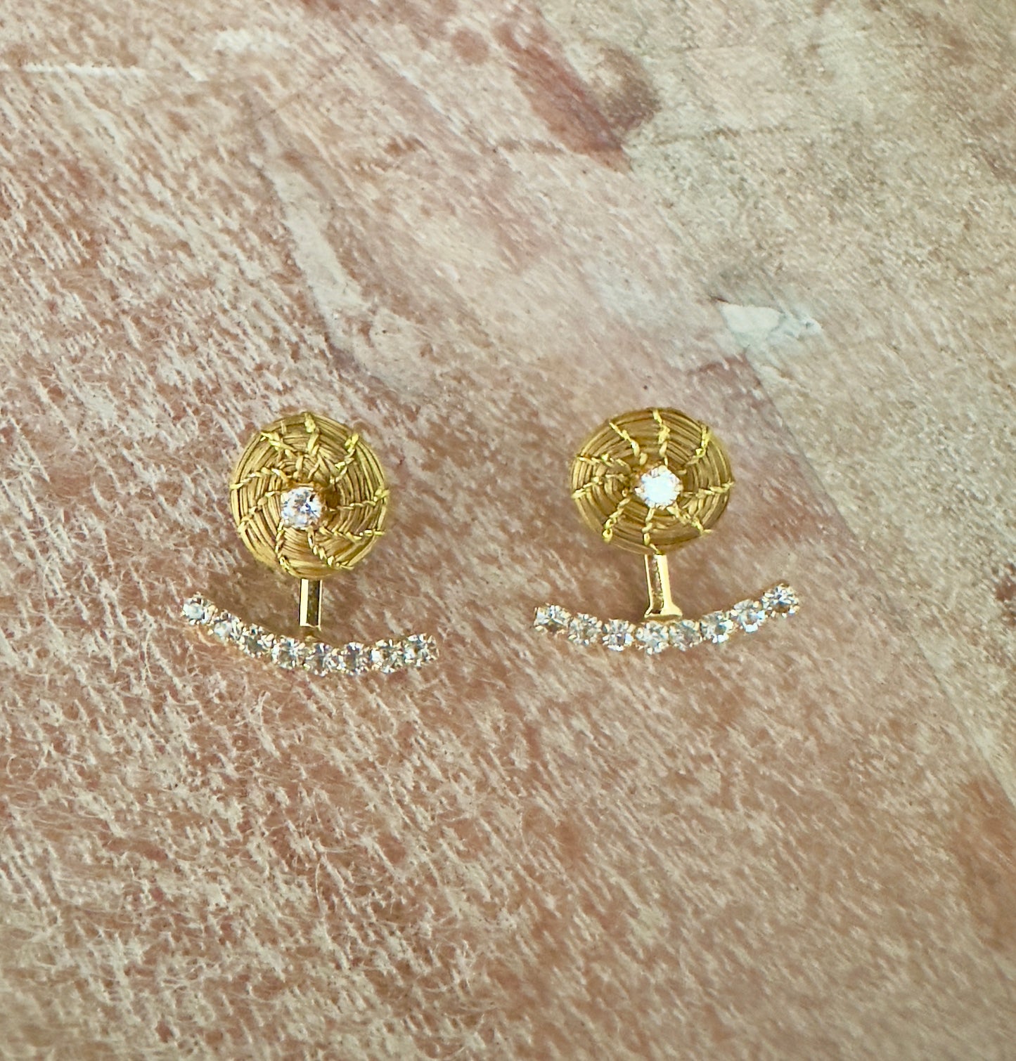 Lily Golden Grass Jacket Earrings