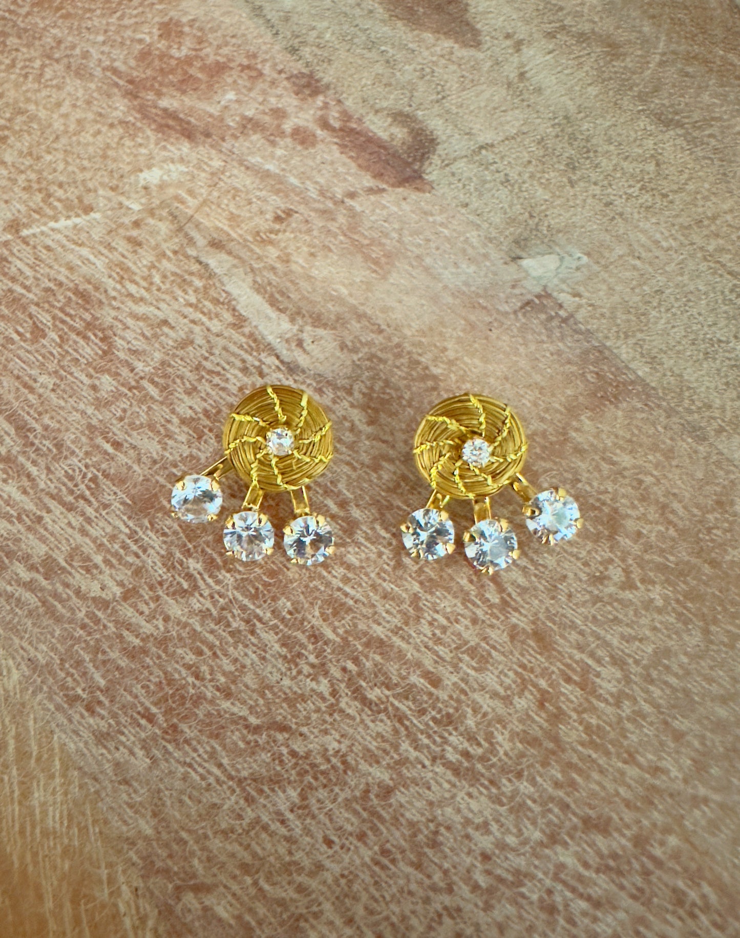 Ily Golden Grass Jacket Earrings