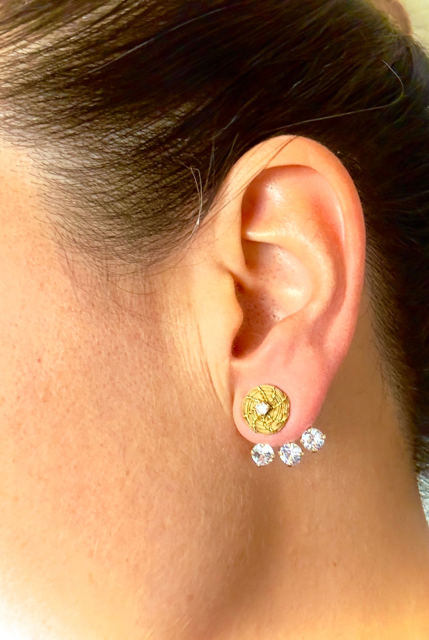 Ily Golden Grass Jacket Earrings