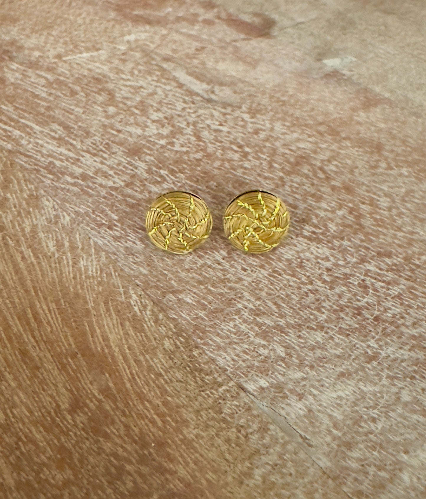 Sphere Stud Golden Grass Earrings