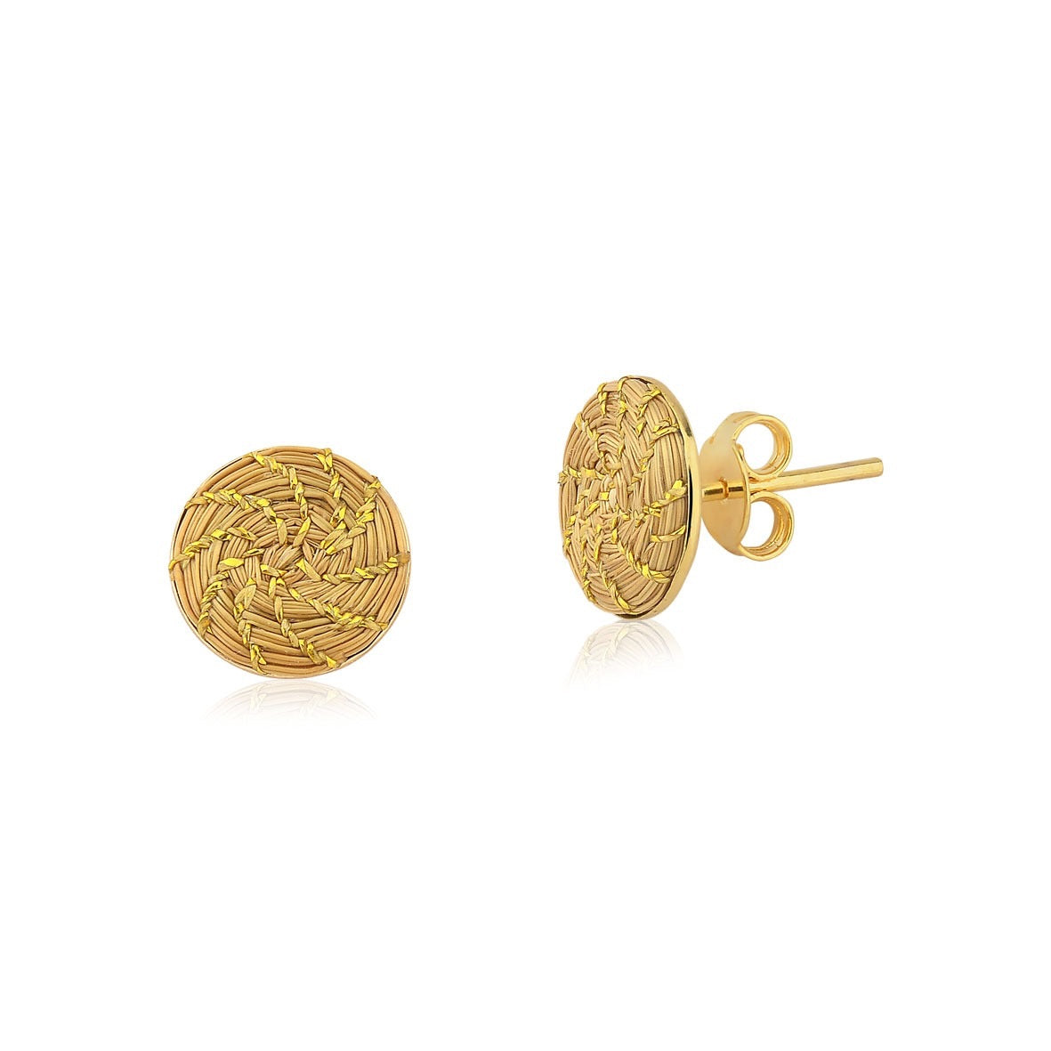Sphere Stud Golden Grass Earrings